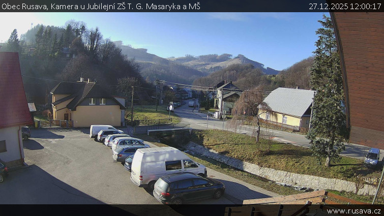 Obec Rusava - Kamera u Jubilejní ZŠ T. G. Masaryka a MŠ - 27.12.2025 v 12:00