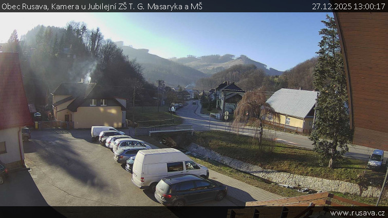 Obec Rusava - Kamera u Jubilejní ZŠ T. G. Masaryka a MŠ - 27.12.2025 v 13:00