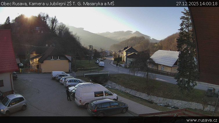 Obec Rusava - Kamera u Jubilejní ZŠ T. G. Masaryka a MŠ - 27.12.2025 v 14:00