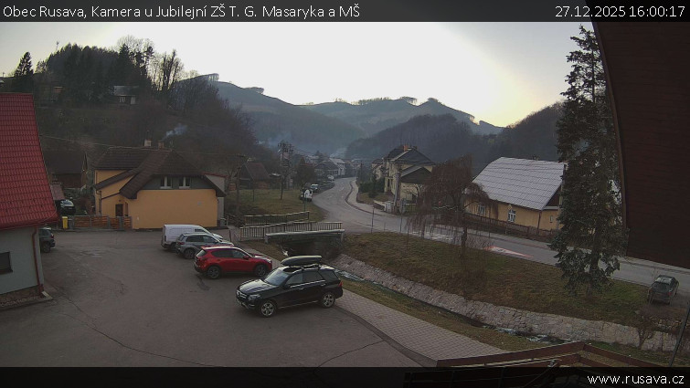 Obec Rusava - Kamera u Jubilejní ZŠ T. G. Masaryka a MŠ - 27.12.2025 v 16:00