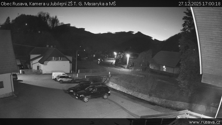 Obec Rusava - Kamera u Jubilejní ZŠ T. G. Masaryka a MŠ - 27.12.2025 v 17:00