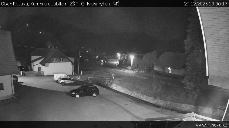 Obec Rusava - Kamera u Jubilejní ZŠ T. G. Masaryka a MŠ - 27.12.2025 v 18:00