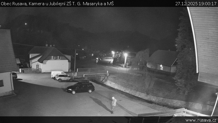 Obec Rusava - Kamera u Jubilejní ZŠ T. G. Masaryka a MŠ - 27.12.2025 v 19:00
