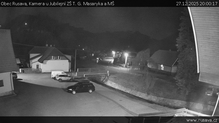 Obec Rusava - Kamera u Jubilejní ZŠ T. G. Masaryka a MŠ - 27.12.2025 v 20:00