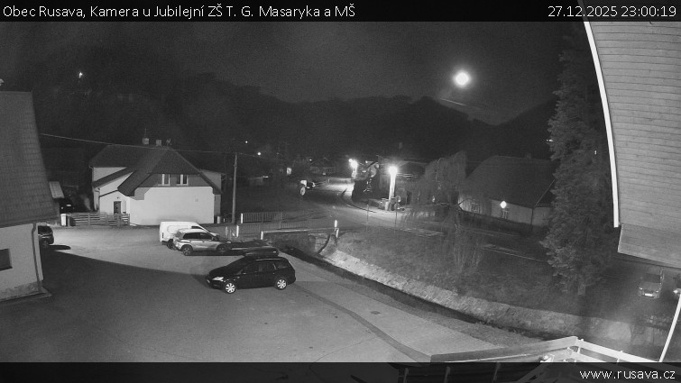 Obec Rusava - Kamera u Jubilejní ZŠ T. G. Masaryka a MŠ - 27.12.2025 v 23:00