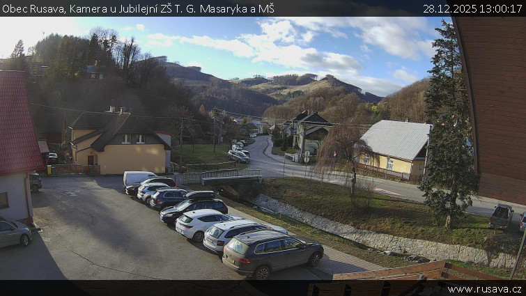 Obec Rusava - Kamera u Jubilejní ZŠ T. G. Masaryka a MŠ - 28.12.2025 v 13:00