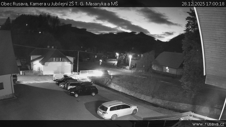 Obec Rusava - Kamera u Jubilejní ZŠ T. G. Masaryka a MŠ - 28.12.2025 v 17:00