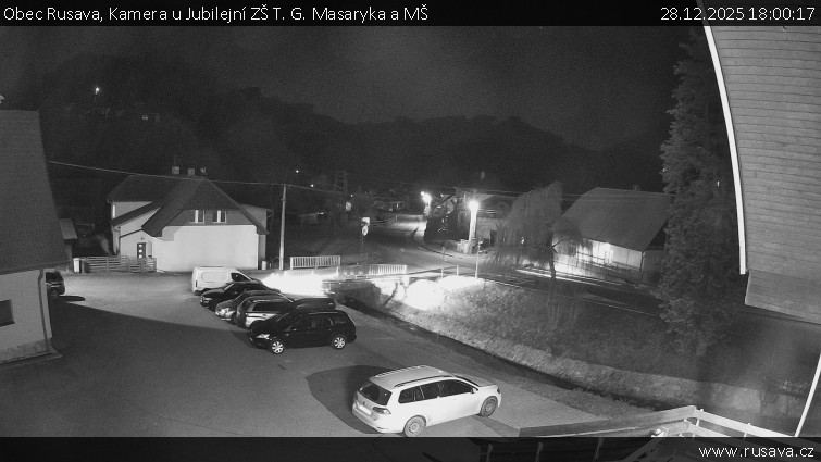 Obec Rusava - Kamera u Jubilejní ZŠ T. G. Masaryka a MŠ - 28.12.2025 v 18:00
