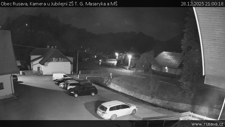 Obec Rusava - Kamera u Jubilejní ZŠ T. G. Masaryka a MŠ - 28.12.2025 v 21:00