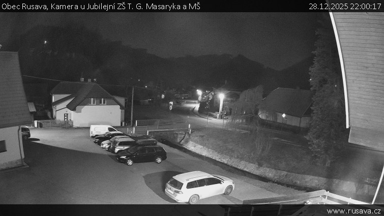 Obec Rusava - Kamera u Jubilejní ZŠ T. G. Masaryka a MŠ - 28.12.2025 v 22:00