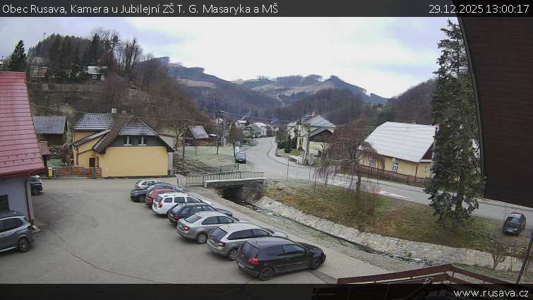 Obec Rusava - Kamera u Jubilejní ZŠ T. G. Masaryka a MŠ - 29.12.2025 v 13:00