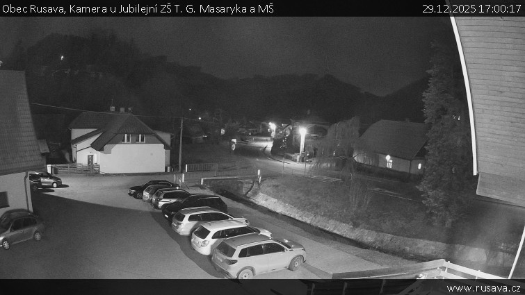 Obec Rusava - Kamera u Jubilejní ZŠ T. G. Masaryka a MŠ - 29.12.2025 v 17:00