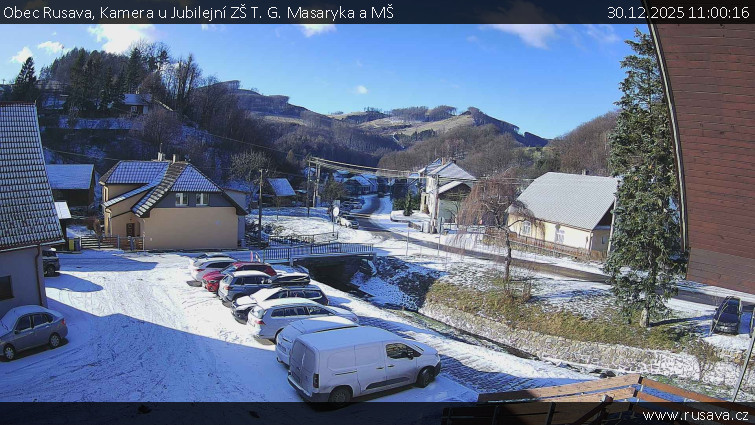 Obec Rusava - Kamera u Jubilejní ZŠ T. G. Masaryka a MŠ - 30.12.2025 v 11:00
