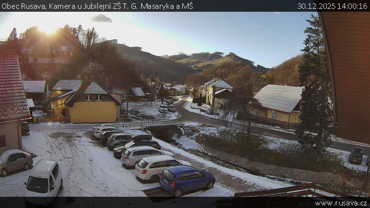 Obec Rusava - Kamera u Jubilejní ZŠ T. G. Masaryka a MŠ - 30.12.2025 v 14:00