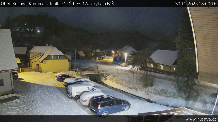 Obec Rusava - Kamera u Jubilejní ZŠ T. G. Masaryka a MŠ - 30.12.2025 v 18:00