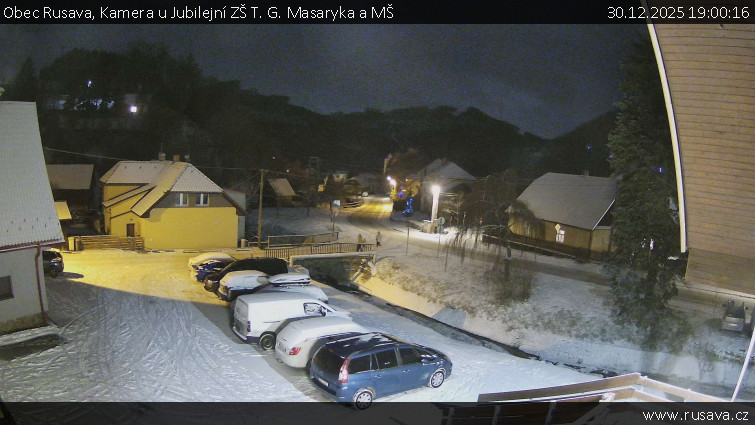 Obec Rusava - Kamera u Jubilejní ZŠ T. G. Masaryka a MŠ - 30.12.2025 v 19:00