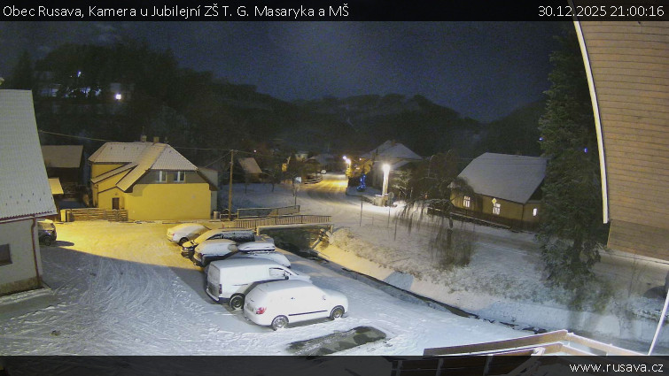 Obec Rusava - Kamera u Jubilejní ZŠ T. G. Masaryka a MŠ - 30.12.2025 v 21:00