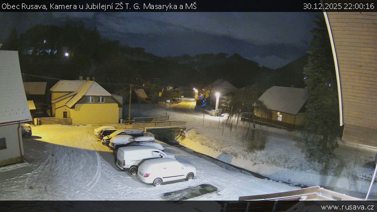 Obec Rusava - Kamera u Jubilejní ZŠ T. G. Masaryka a MŠ - 30.12.2025 v 22:00