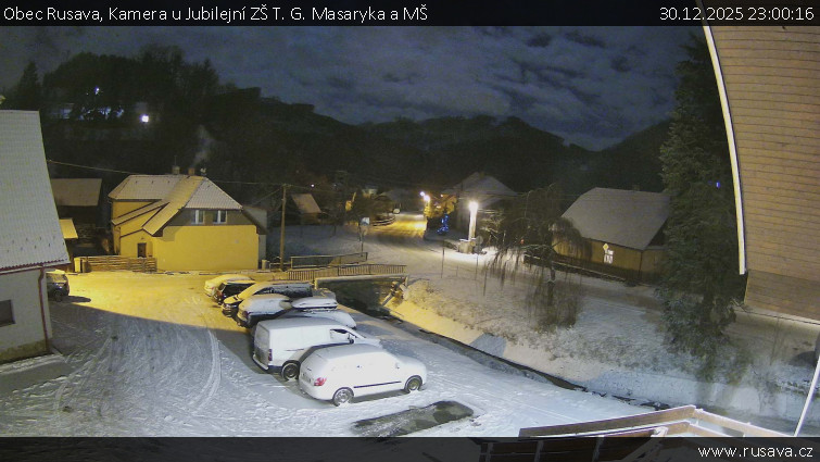 Obec Rusava - Kamera u Jubilejní ZŠ T. G. Masaryka a MŠ - 30.12.2025 v 23:00