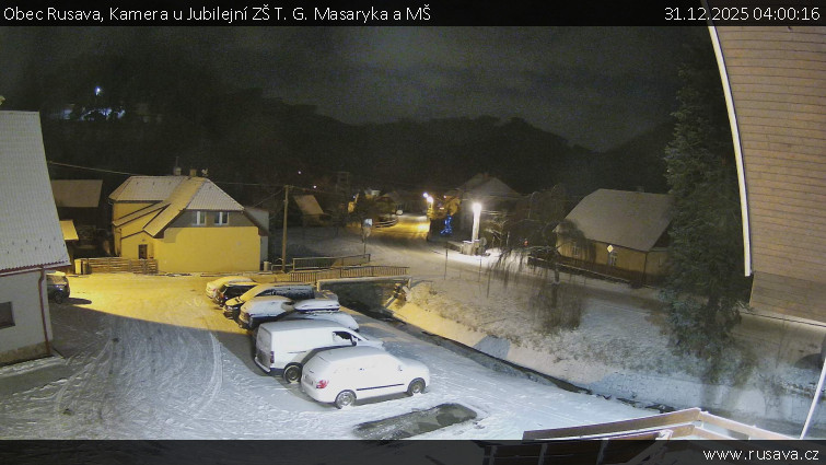 Obec Rusava - Kamera u Jubilejní ZŠ T. G. Masaryka a MŠ - 31.12.2025 v 04:00