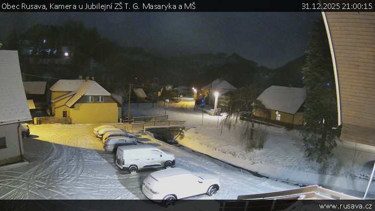 Obec Rusava - Kamera u Jubilejní ZŠ T. G. Masaryka a MŠ - 31.12.2025 v 21:00