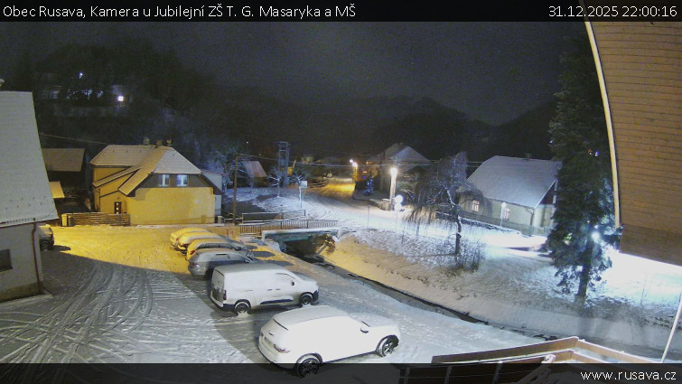 Obec Rusava - Kamera u Jubilejní ZŠ T. G. Masaryka a MŠ - 31.12.2025 v 22:00