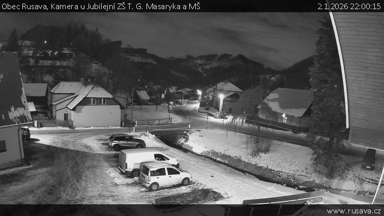 Obec Rusava - Kamera u Jubilejní ZŠ T. G. Masaryka a MŠ - 2.1.2026 v 22:00