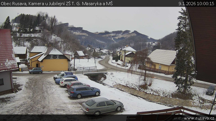 Obec Rusava - Kamera u Jubilejní ZŠ T. G. Masaryka a MŠ - 9.1.2026 v 10:00