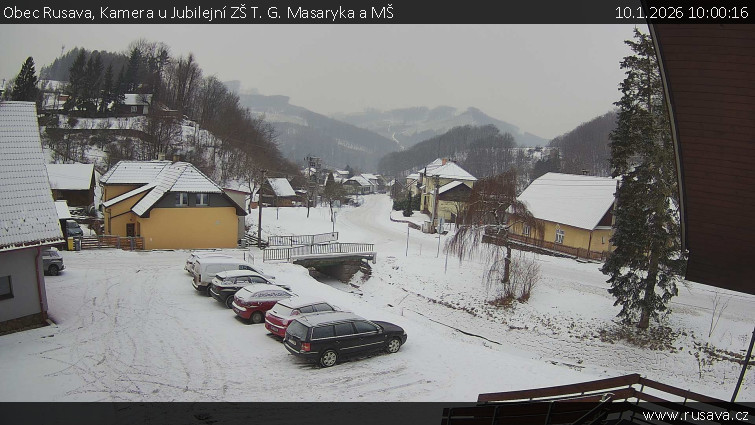 Obec Rusava - Kamera u Jubilejní ZŠ T. G. Masaryka a MŠ - 10.1.2026 v 10:00