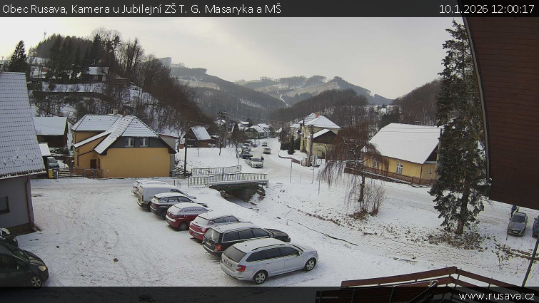 Obec Rusava - Kamera u Jubilejní ZŠ T. G. Masaryka a MŠ - 10.1.2026 v 12:00