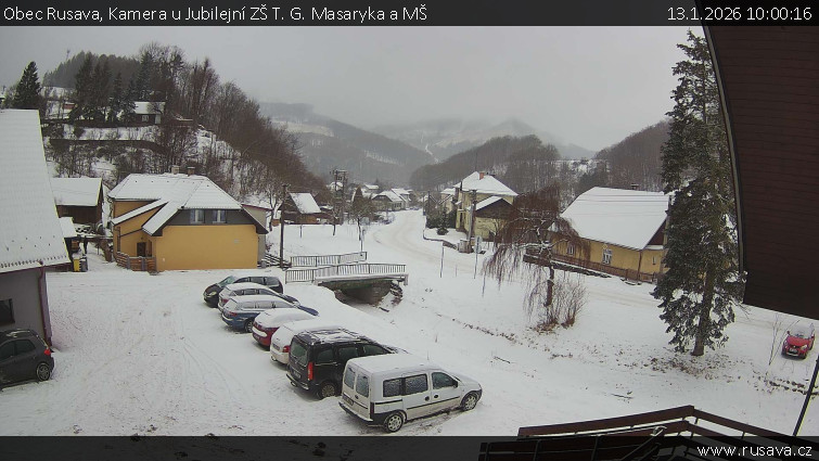 Obec Rusava - Kamera u Jubilejní ZŠ T. G. Masaryka a MŠ - 13.1.2026 v 10:00