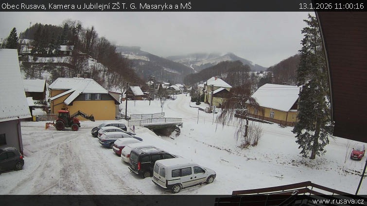 Obec Rusava - Kamera u Jubilejní ZŠ T. G. Masaryka a MŠ - 13.1.2026 v 11:00