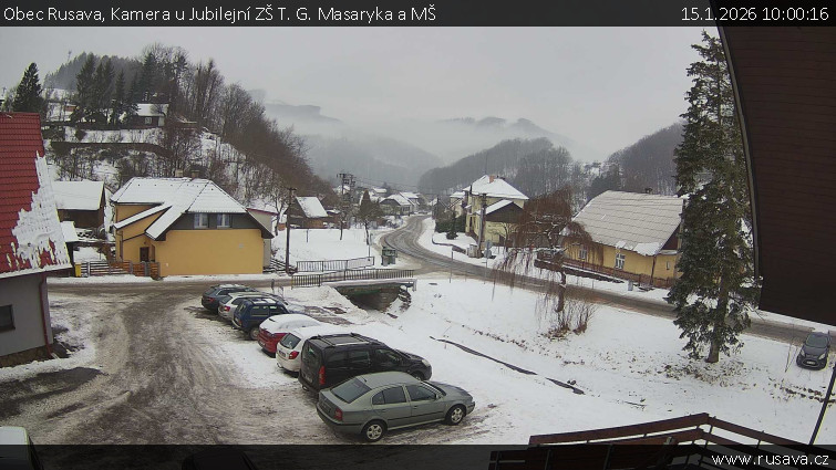 Obec Rusava - Kamera u Jubilejní ZŠ T. G. Masaryka a MŠ - 15.1.2026 v 10:00