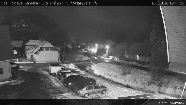 Obec Rusava - Kamera u Jubilejní ZŠ T. G. Masaryka a MŠ - 15.1.2026 v 19:00