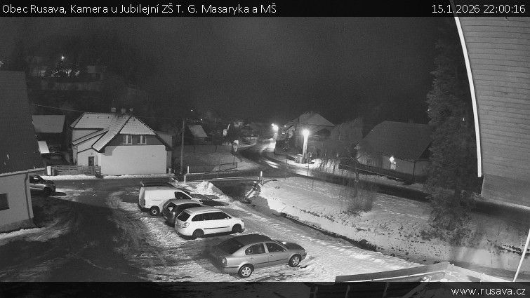 Obec Rusava - Kamera u Jubilejní ZŠ T. G. Masaryka a MŠ - 15.1.2026 v 22:00