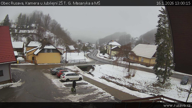 Obec Rusava - Kamera u Jubilejní ZŠ T. G. Masaryka a MŠ - 16.1.2026 v 13:00