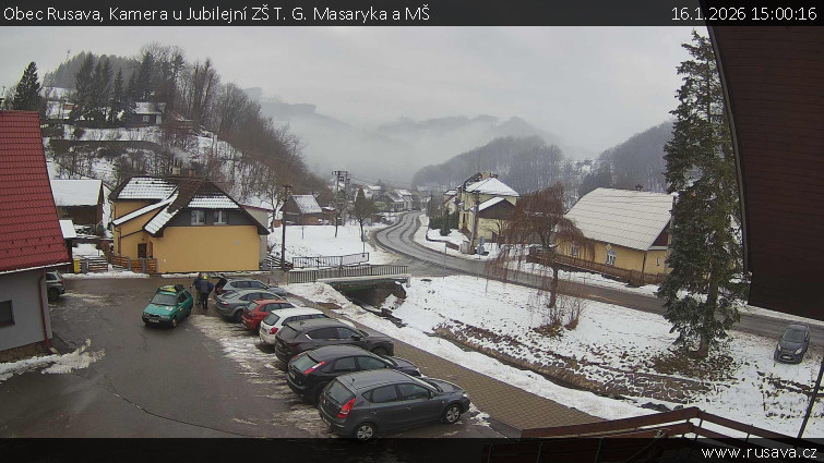 Obec Rusava - Kamera u Jubilejní ZŠ T. G. Masaryka a MŠ - 16.1.2026 v 15:00