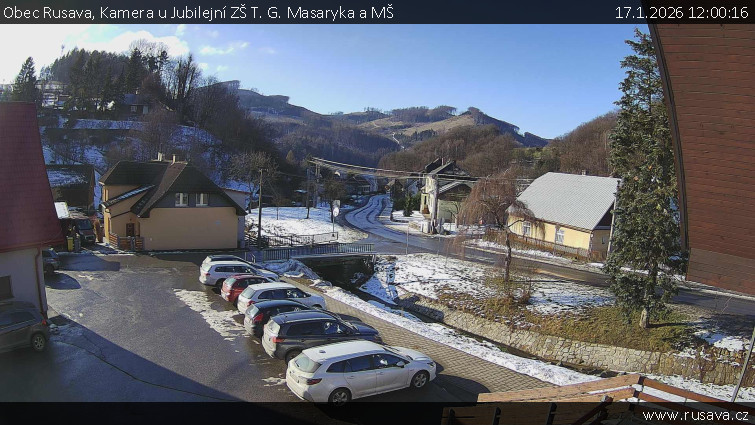 Obec Rusava - Kamera u Jubilejní ZŠ T. G. Masaryka a MŠ - 17.1.2026 v 12:00