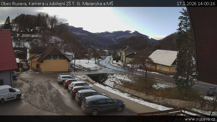 Obec Rusava - Kamera u Jubilejní ZŠ T. G. Masaryka a MŠ - 17.1.2026 v 14:00