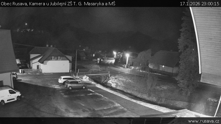 Obec Rusava - Kamera u Jubilejní ZŠ T. G. Masaryka a MŠ - 17.1.2026 v 23:00