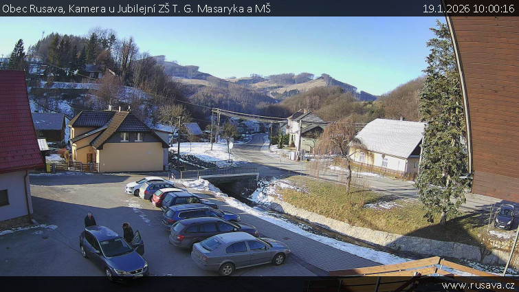 Obec Rusava - Kamera u Jubilejní ZŠ T. G. Masaryka a MŠ - 19.1.2026 v 10:00