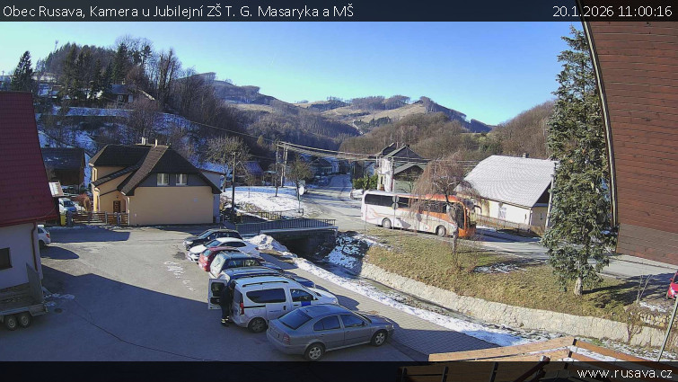 Obec Rusava - Kamera u Jubilejní ZŠ T. G. Masaryka a MŠ - 20.1.2026 v 11:00