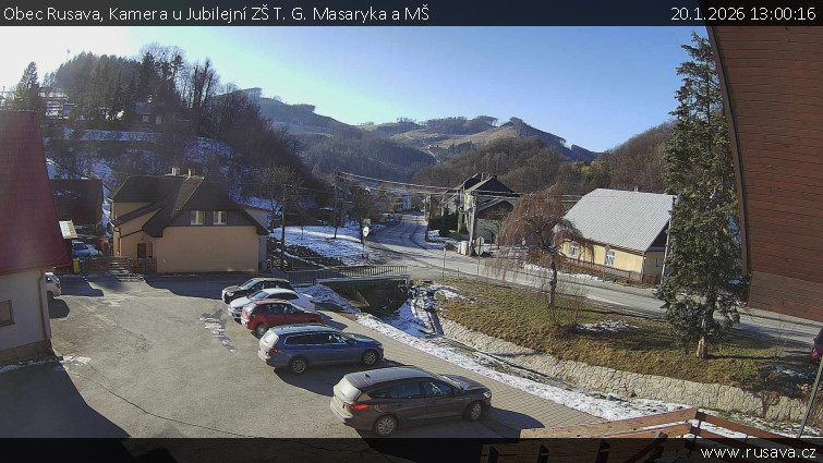 Obec Rusava - Kamera u Jubilejní ZŠ T. G. Masaryka a MŠ - 20.1.2026 v 13:00