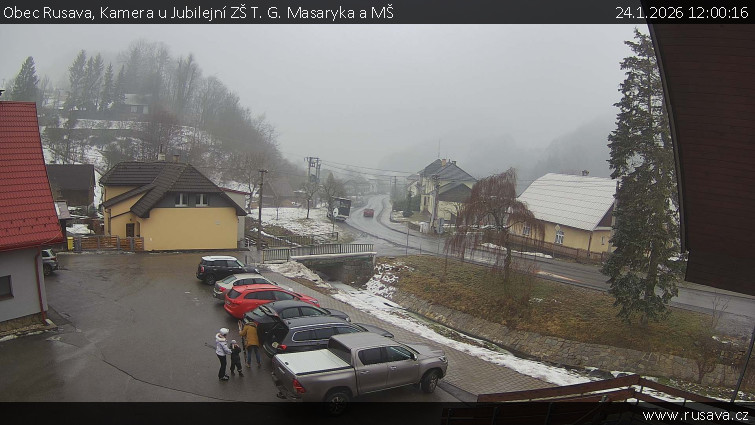 Obec Rusava - Kamera u Jubilejní ZŠ T. G. Masaryka a MŠ - 24.1.2026 v 12:00