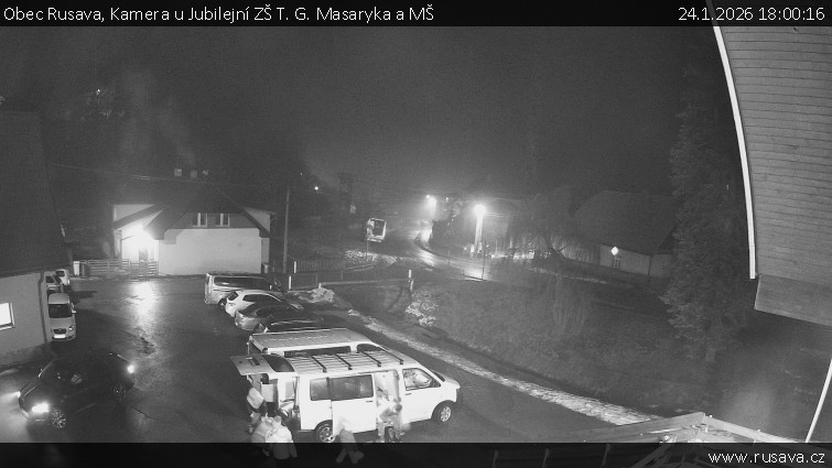 Obec Rusava - Kamera u Jubilejní ZŠ T. G. Masaryka a MŠ - 24.1.2026 v 18:00