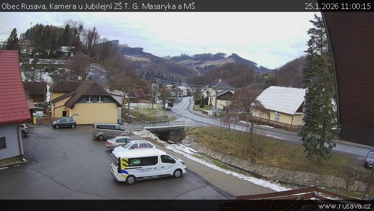 Obec Rusava - Kamera u Jubilejní ZŠ T. G. Masaryka a MŠ - 25.1.2026 v 11:00