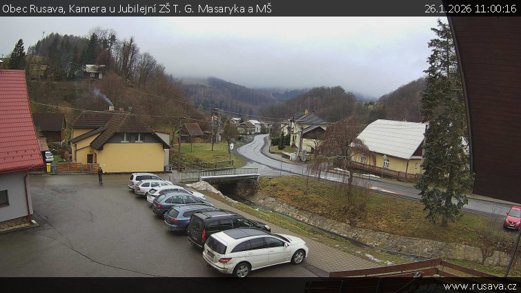 Obec Rusava - Kamera u Jubilejní ZŠ T. G. Masaryka a MŠ - 26.1.2026 v 11:00