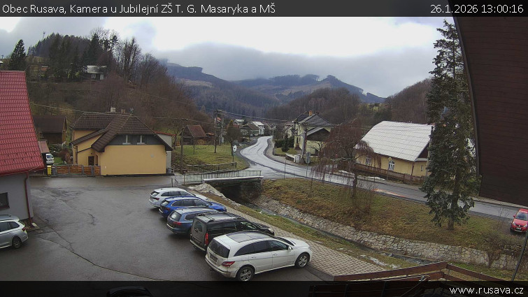 Obec Rusava - Kamera u Jubilejní ZŠ T. G. Masaryka a MŠ - 26.1.2026 v 13:00