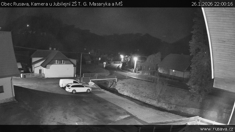 Obec Rusava - Kamera u Jubilejní ZŠ T. G. Masaryka a MŠ - 26.1.2026 v 22:00
