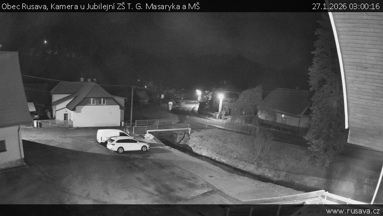 Obec Rusava - Kamera u Jubilejní ZŠ T. G. Masaryka a MŠ - 27.1.2026 v 03:00